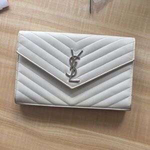 Yves Saint Laurent Ivory Chevron Clutch